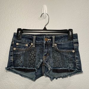 American Eagle Patterned Blue Jean Shorts